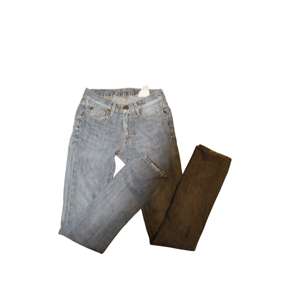 Monarchy Collection Women Jeans Size 28 Gray Straight Leg Denim Union Jack Patch